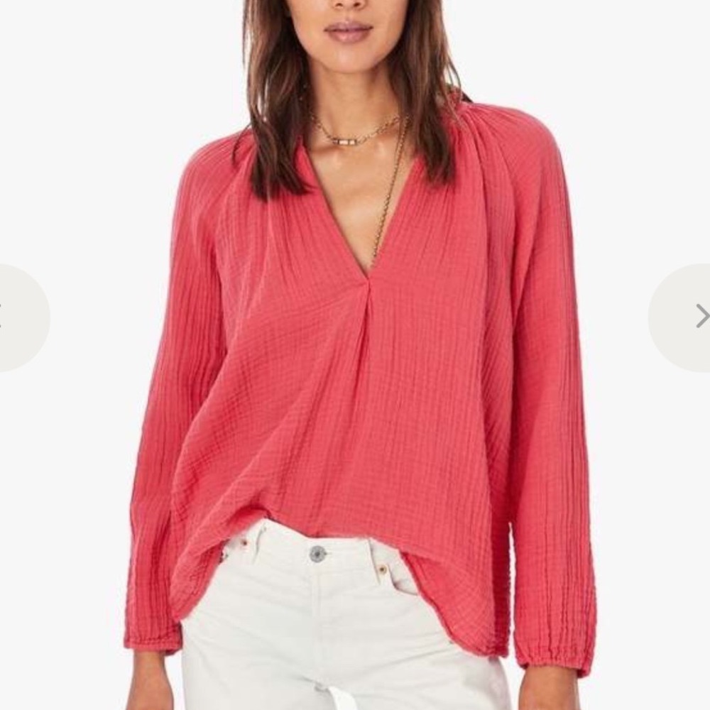 Xirena Camila Top in Rose Coral Gaze Crinkle Size Large